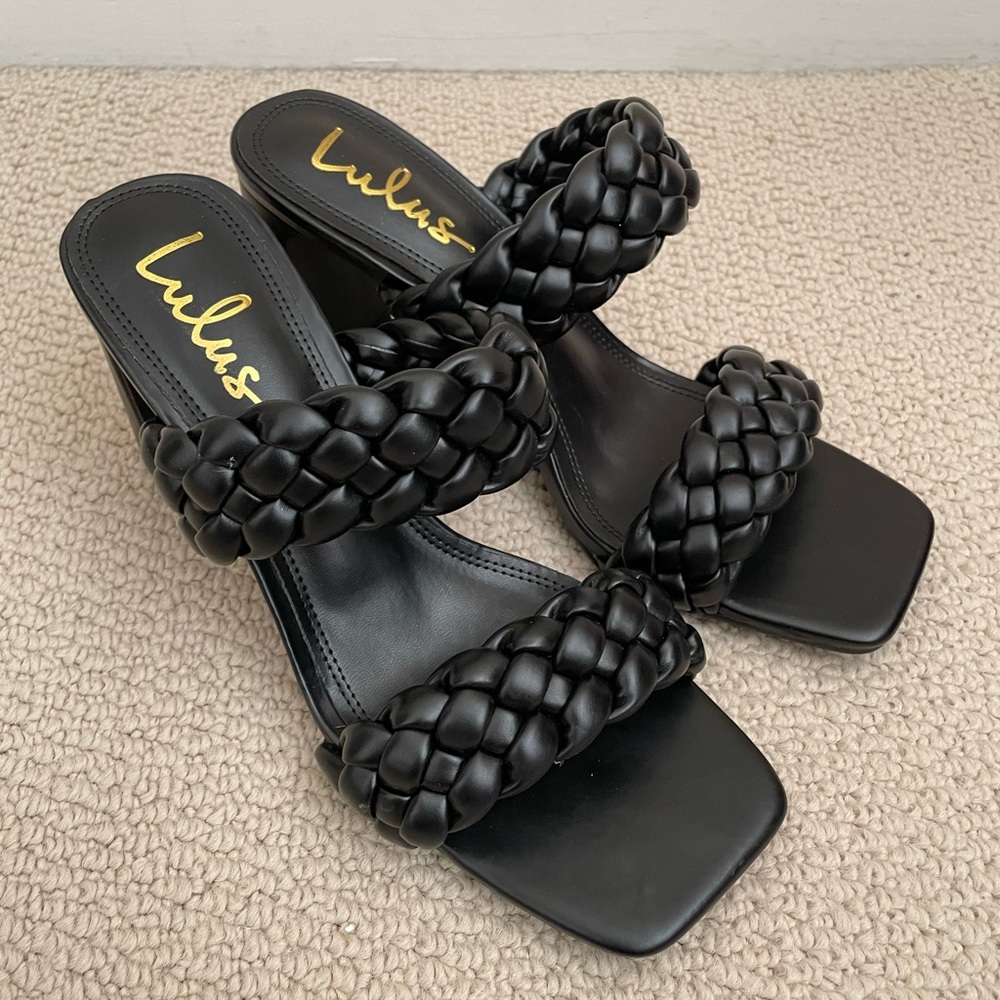 Black Braided Heel Sandals